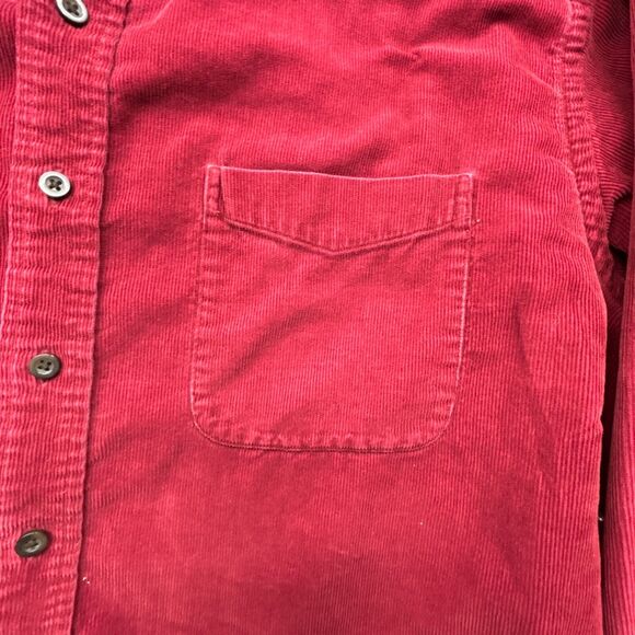 LL Bean Shirt Mens XL Red Corduroy Button Up Long Sleeve Front Pocket - Picture 4 of 12